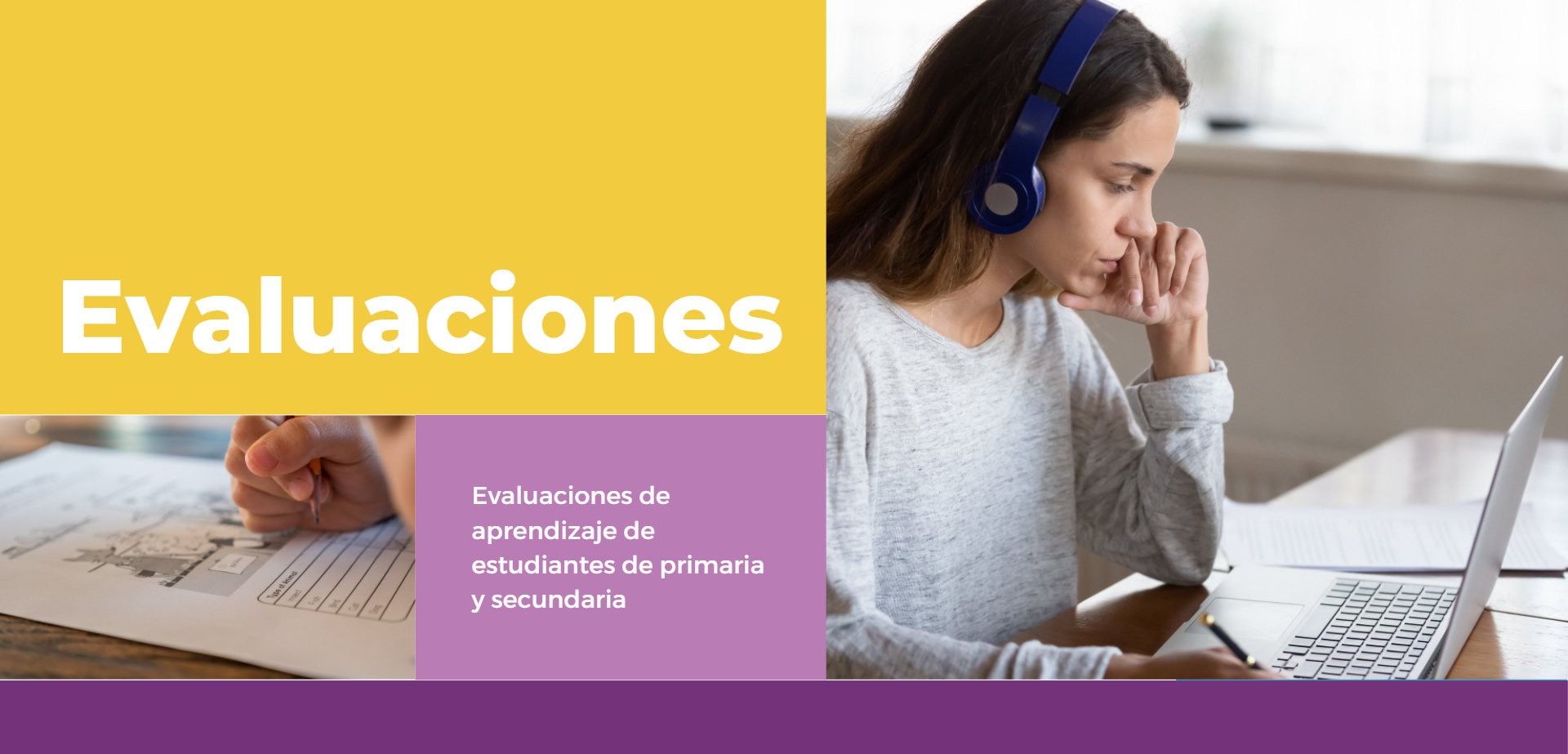 Imagen de sección Evaluaciones mostrando Chica con auriculares